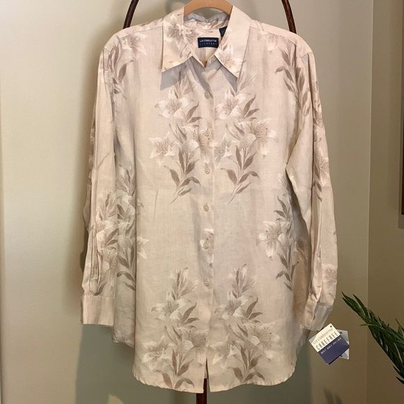 Liz Claiborne Tops Nwt No Iron Linen Blouse Poshmark
